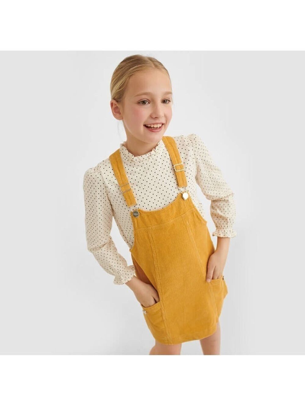 Size 14 Girls Mayoral Yellow Overalls Classic Design - Picture 1 of 3
